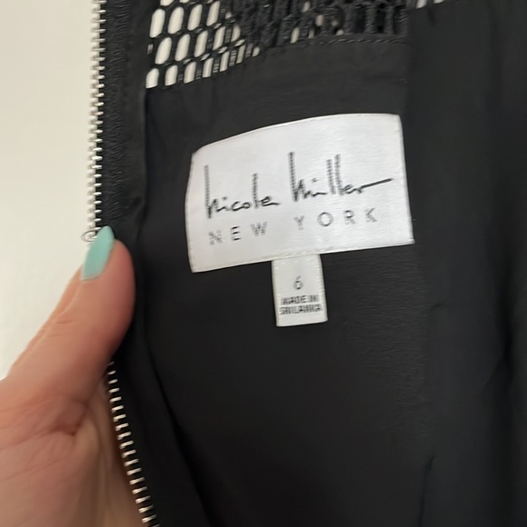 ❄️Holiday Dress❄️ Nicole Miller Black Eyelet Cocktail Dress A-Line - Picture 9 of 9